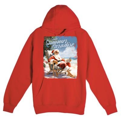 Santa Chillin On The Beach Summer Paradise Premium Pullover Hoodie