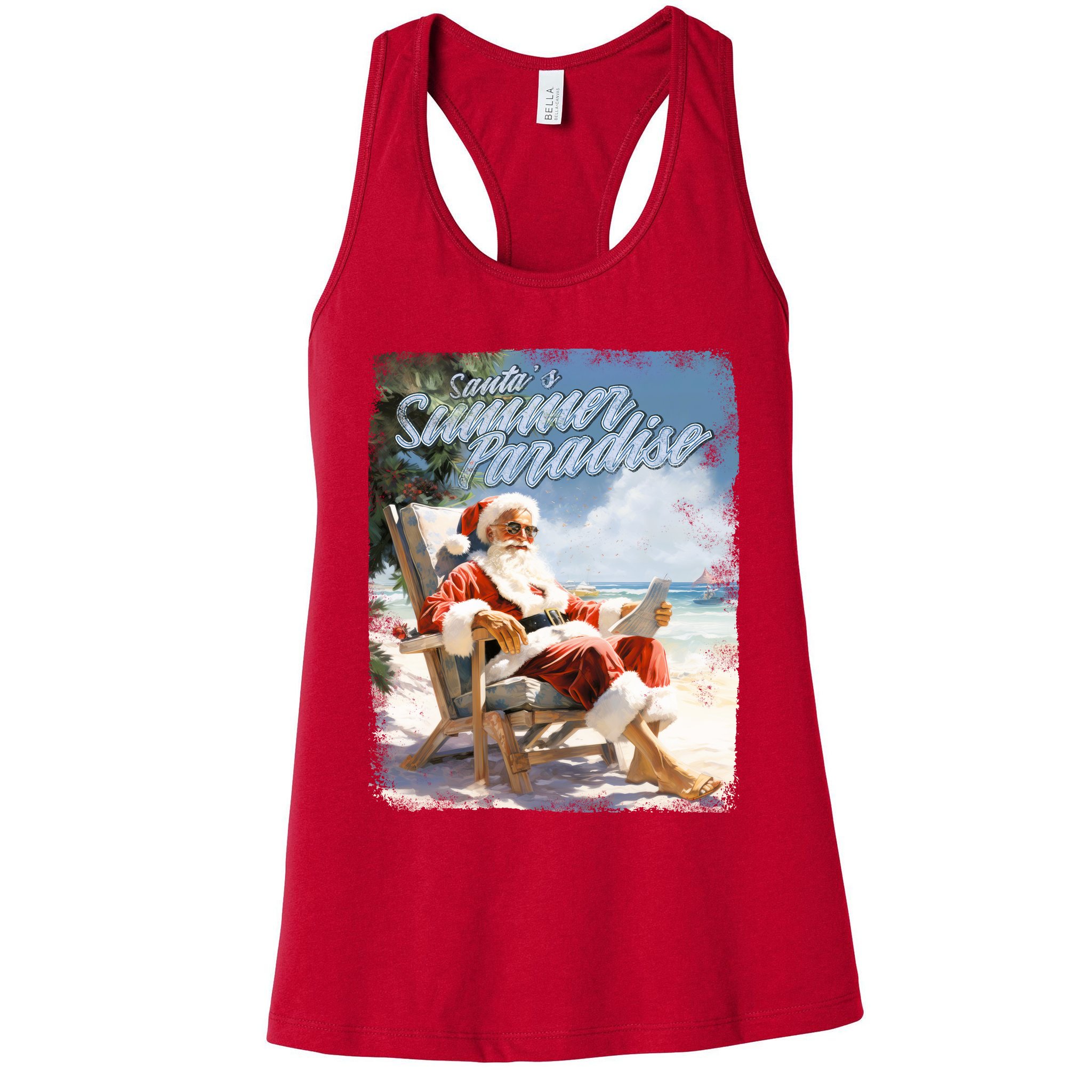 Santa Chillin On The Beach Summer Paradise Womens Tank Top