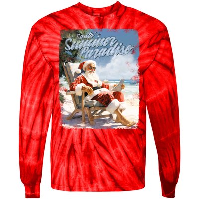 Santa Chillin On The Beach Summer Paradise Tie-Dye Long Sleeve Shirt