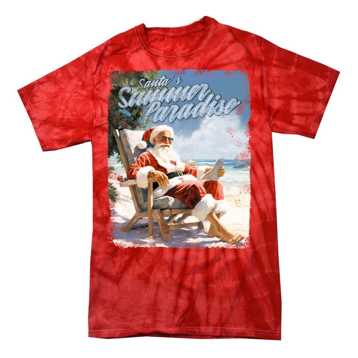 Santa Chillin On The Beach Summer Paradise Tie-Dye T-Shirt