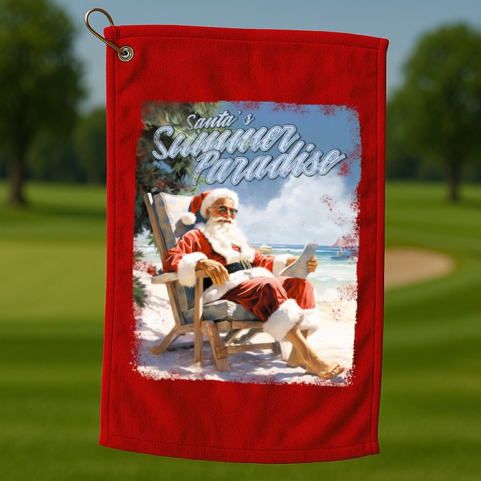 Santa Chillin On The Beach Summer Paradise Golf Towel
