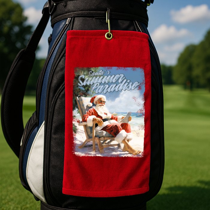 Santa Chillin On The Beach Summer Paradise Golf Towel