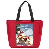 Santa Chillin On The Beach Summer Paradise Zip Tote Bag