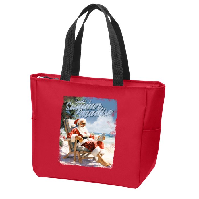 Santa Chillin On The Beach Summer Paradise Zip Tote Bag