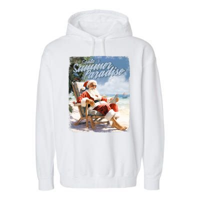 Santa Chillin On The Beach Summer Paradise Garment-Dyed Fleece Hoodie