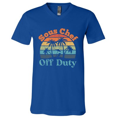 Sous Chef Off Duty Summer Break Funny Retiret Gift V-Neck T-Shirt