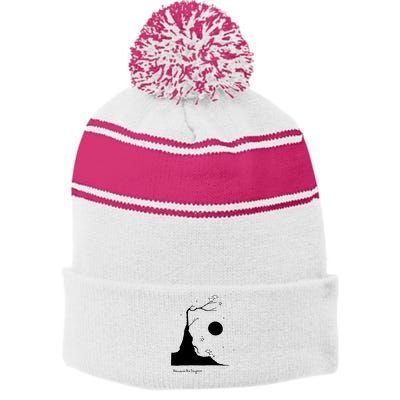 Space Cows On Tree With Stars (Color Options Available) Gift Stripe Pom Pom Beanie