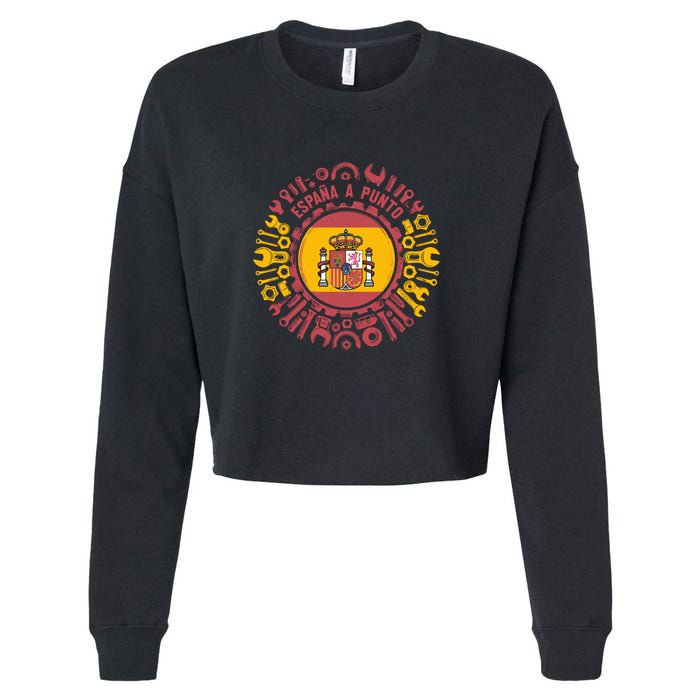 Spanish Coat Of Arms With Tools Cropped Pullover Crew