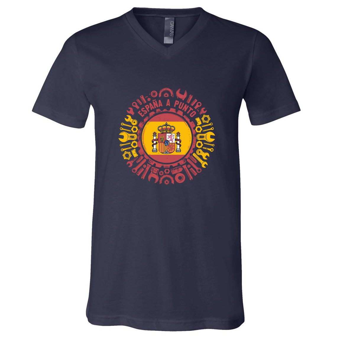 Spanish Coat Of Arms With Tools V-Neck T-Shirt
