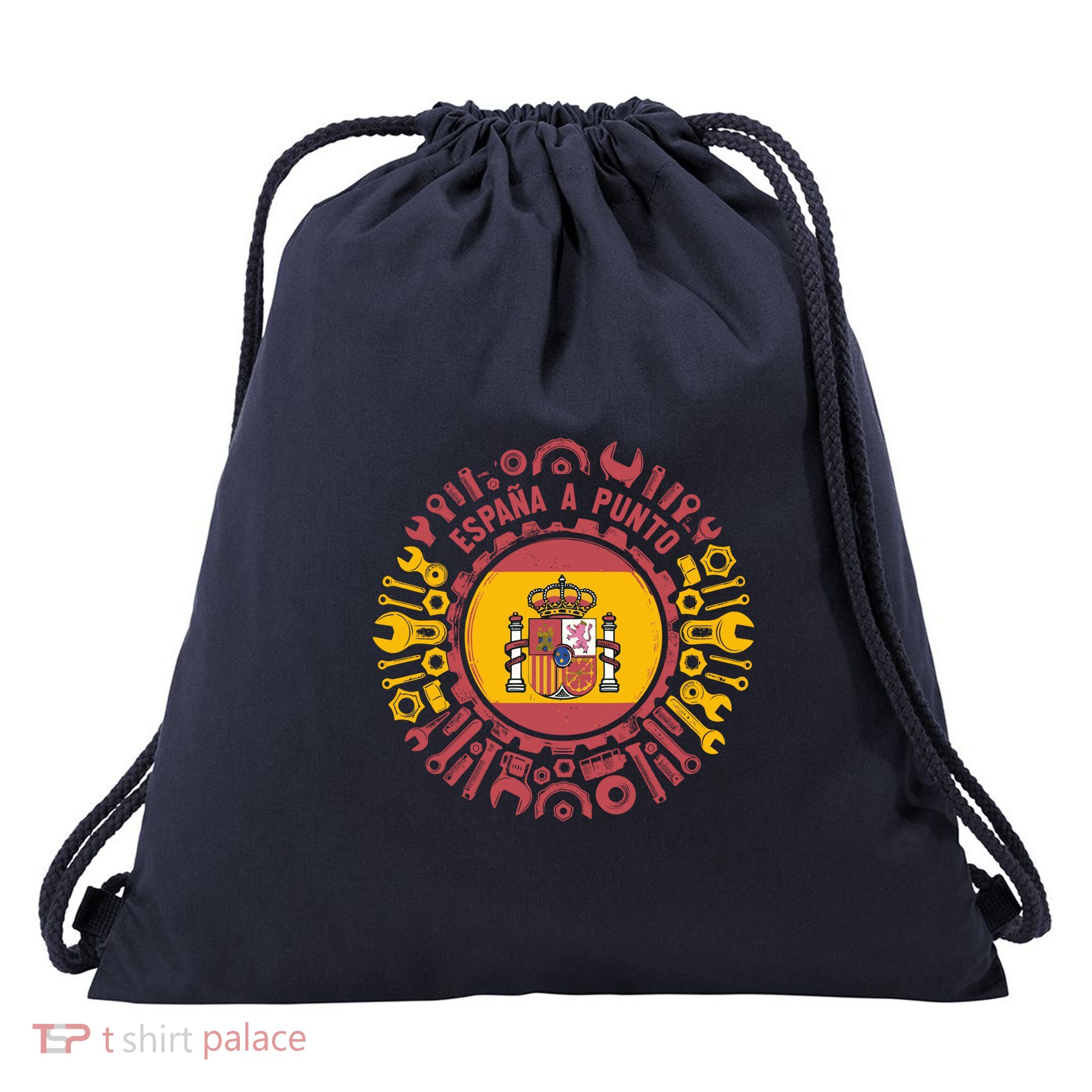 Spanish Coat Of Arms With Tools Drawstring Bag