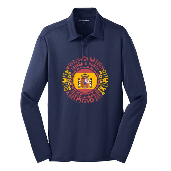 Spanish Coat Of Arms With Tools Silk Touch Performance Long Sleeve Polo