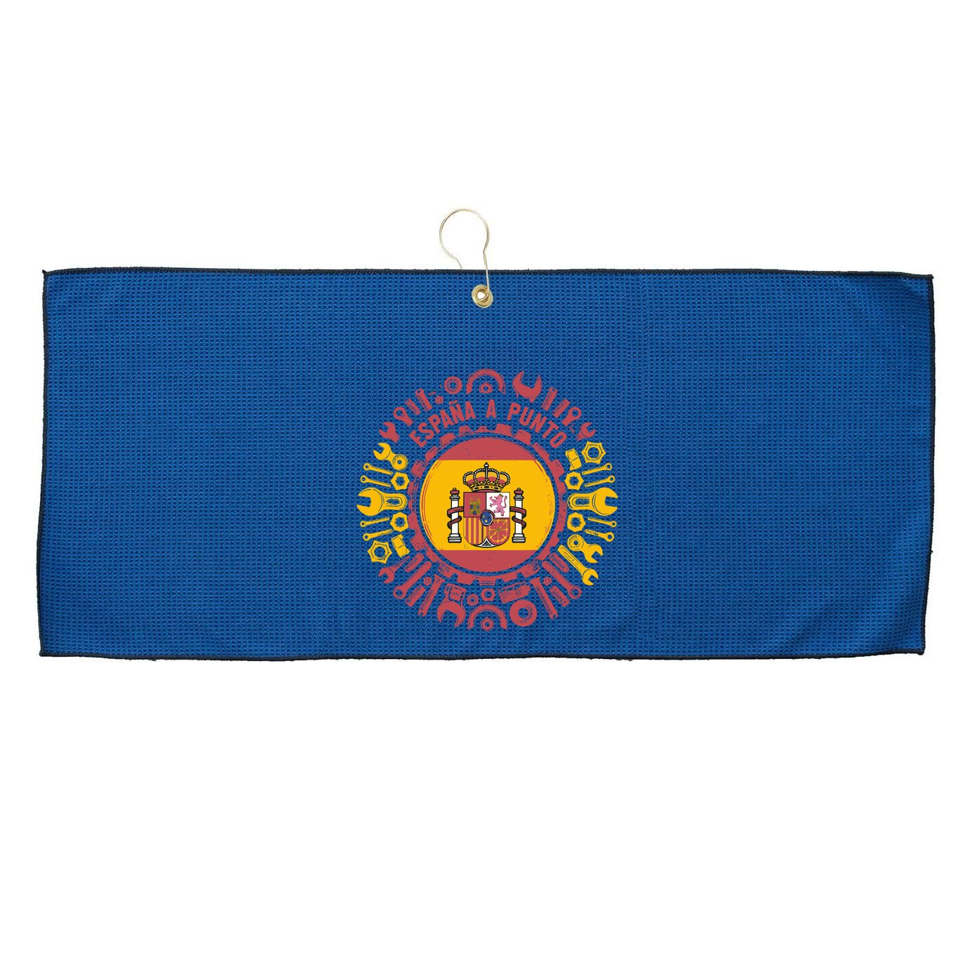 Spanish Coat Of Arms With Tools Large Microfiber Waffle Golf Towel