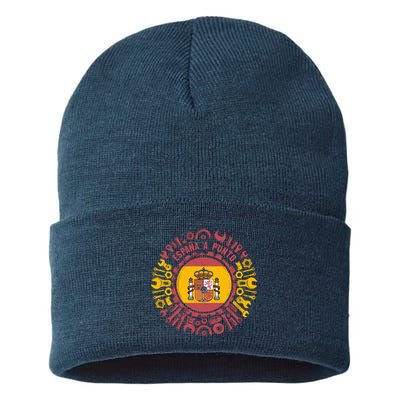 Spanish Coat Of Arms With Tools Sustainable Knit Beanie