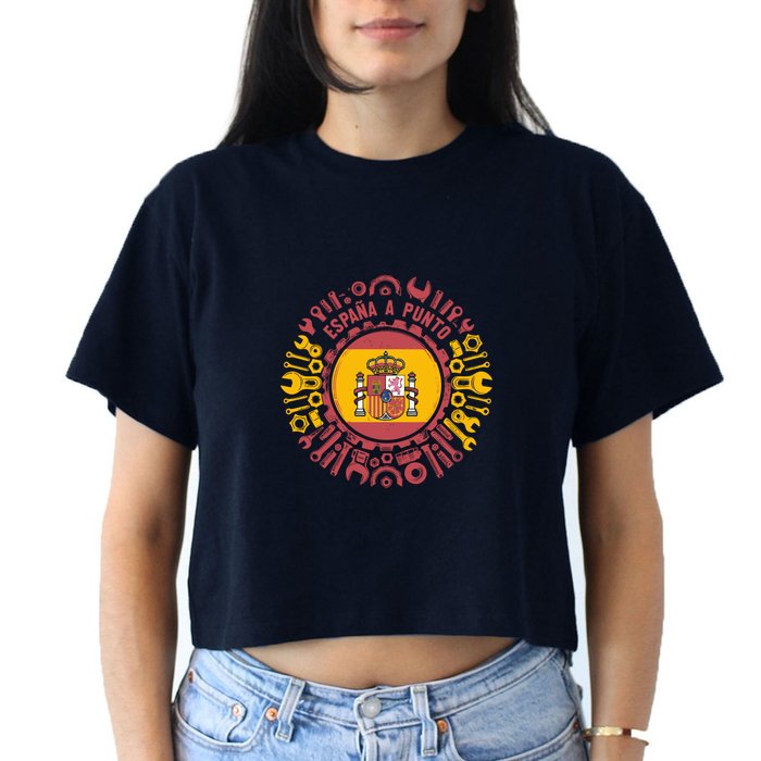 Spanish Coat Of Arms With Tools Women's Crop Top Tee