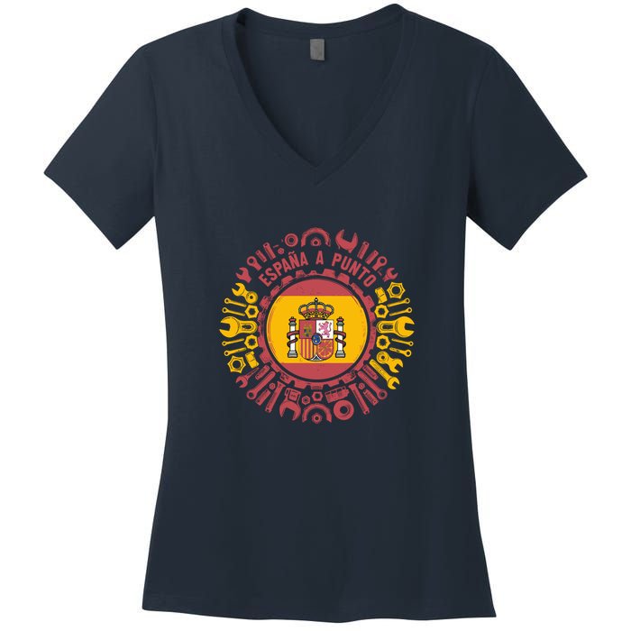 Spanish Coat Of Arms With Tools Women's V-Neck T-Shirt