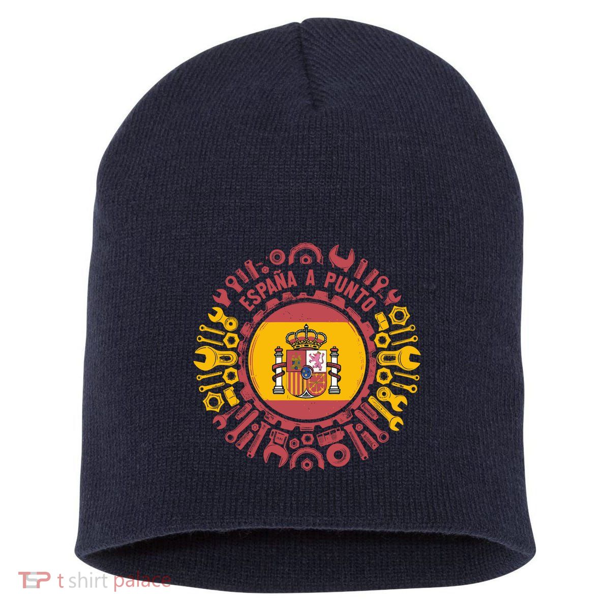 Spanish Coat Of Arms With Tools Short Acrylic Beanie
