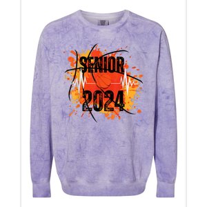 Senior Class Of 2024 Basketball Back To School Colorblast Crewneck Sweatshirt