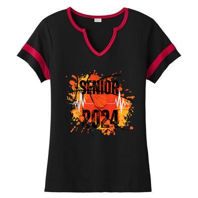 Senior Class Of 2024 Basketball Back To School Ladies Halftime Notch Neck Tee