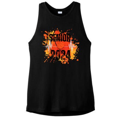 Senior Class Of 2024 Basketball Back To School Ladies PosiCharge Tri-Blend Wicking Tank