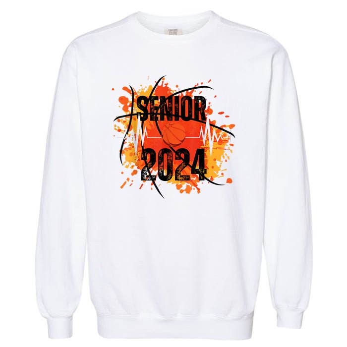 Senior Class Of 2024 Basketball Back To School Garment-Dyed Sweatshirt