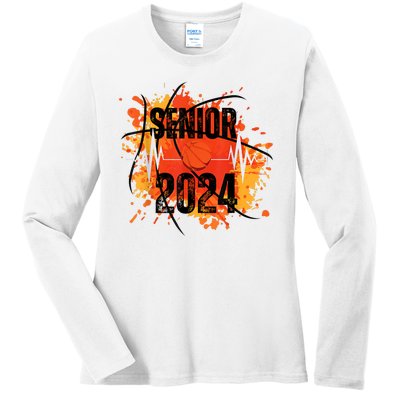 Senior Class Of 2024 Basketball Back To School Ladies Long Sleeve Shirt