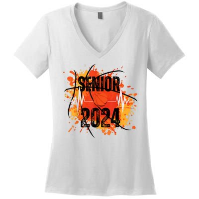 Senior Class Of 2024 Basketball Back To School Women's V-Neck T-Shirt