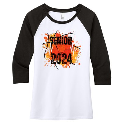 Senior Class Of 2024 Basketball Back To School Women's Tri-Blend 3/4-Sleeve Raglan Shirt