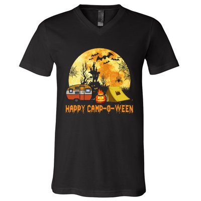 Spooky Camp O Ween Halloween Camping Essentials V-Neck T-Shirt