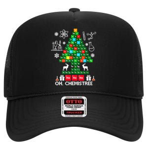 Science Christmas Oh Chemist Tree Chemistree High Crown Mesh Back Trucker Hat