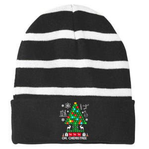 Science Christmas Oh Chemist Tree Chemistree Striped Beanie with Solid Band