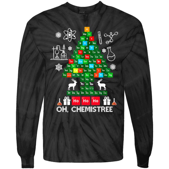 Science Christmas Oh Chemist Tree Chemistree Tie-Dye Long Sleeve Shirt