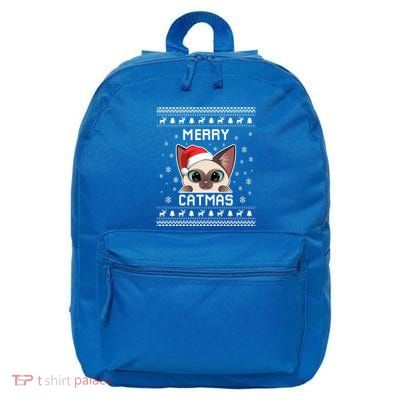 Siamese Cat Owner Ugly Christmas For Holidays Cute Gift 16 in Basic Backpack