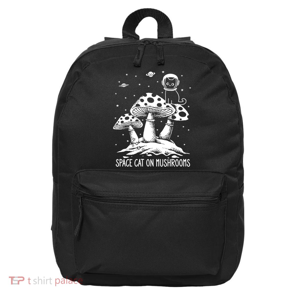 Space Cat On Mushrooms 16 in Basic Backpack