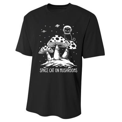 Space Cat On Mushrooms Performance Sprint T-Shirt