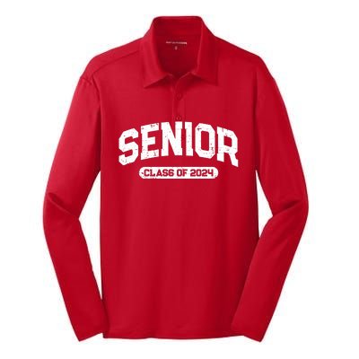 Senior Class Of 2024 Back To School Graduating In 2024 Silk Touch Performance Long Sleeve Polo