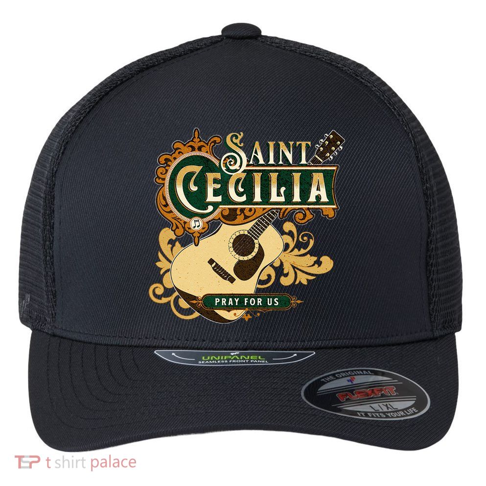 St Cecilia Of Rome Saint Of Music Catholic Guitar Flexfit Unipanel Trucker Cap