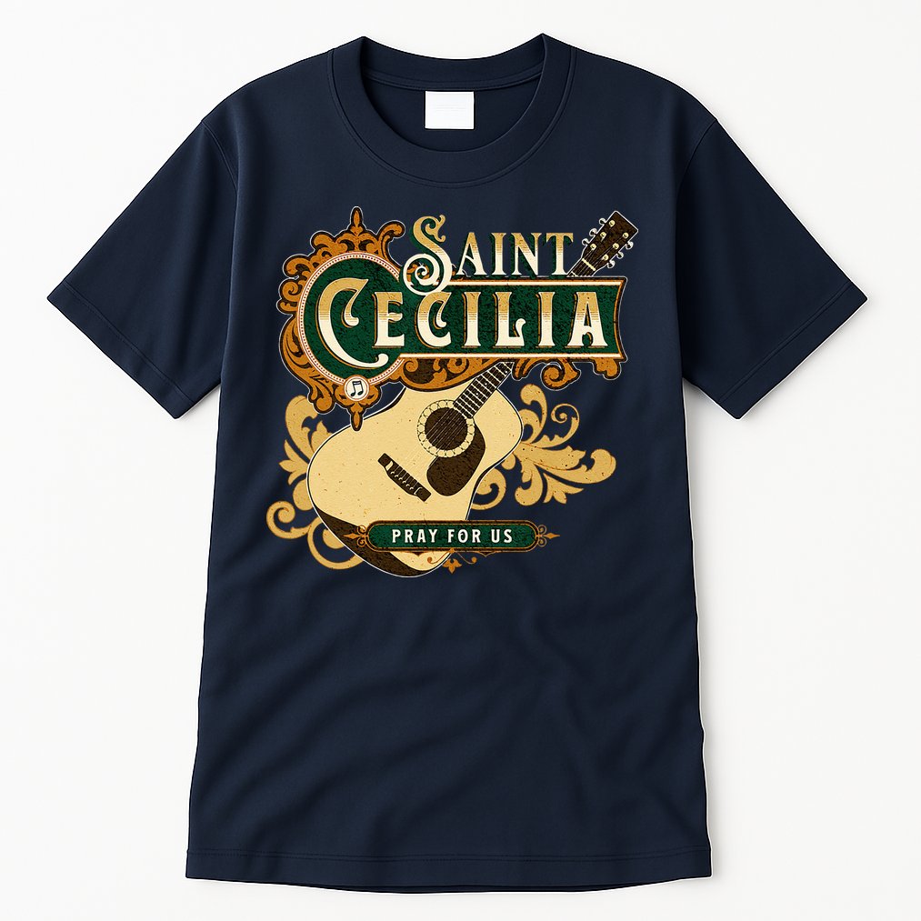 St Cecilia Of Rome Saint Of Music Catholic Guitar Tall T-Shirt