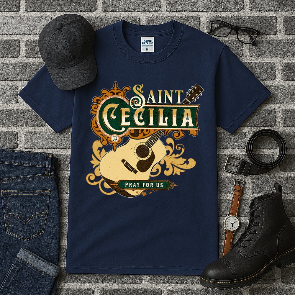 St Cecilia Of Rome Saint Of Music Catholic Guitar Tall T-Shirt