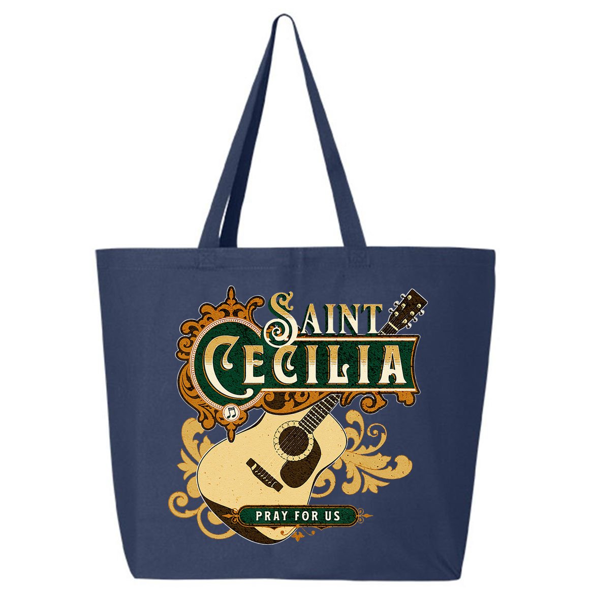 St Cecilia Of Rome Saint Of Music Catholic Guitar 25L Jumbo Tote