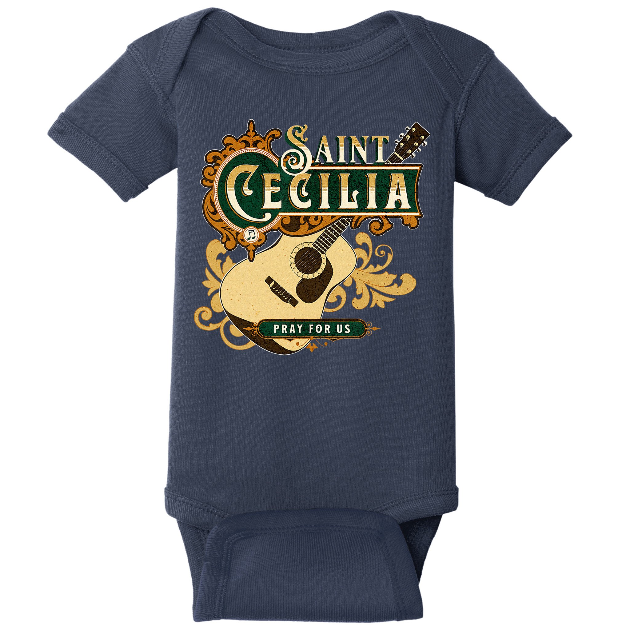 St Cecilia Of Rome Saint Of Music Catholic Guitar Baby Bodysuit