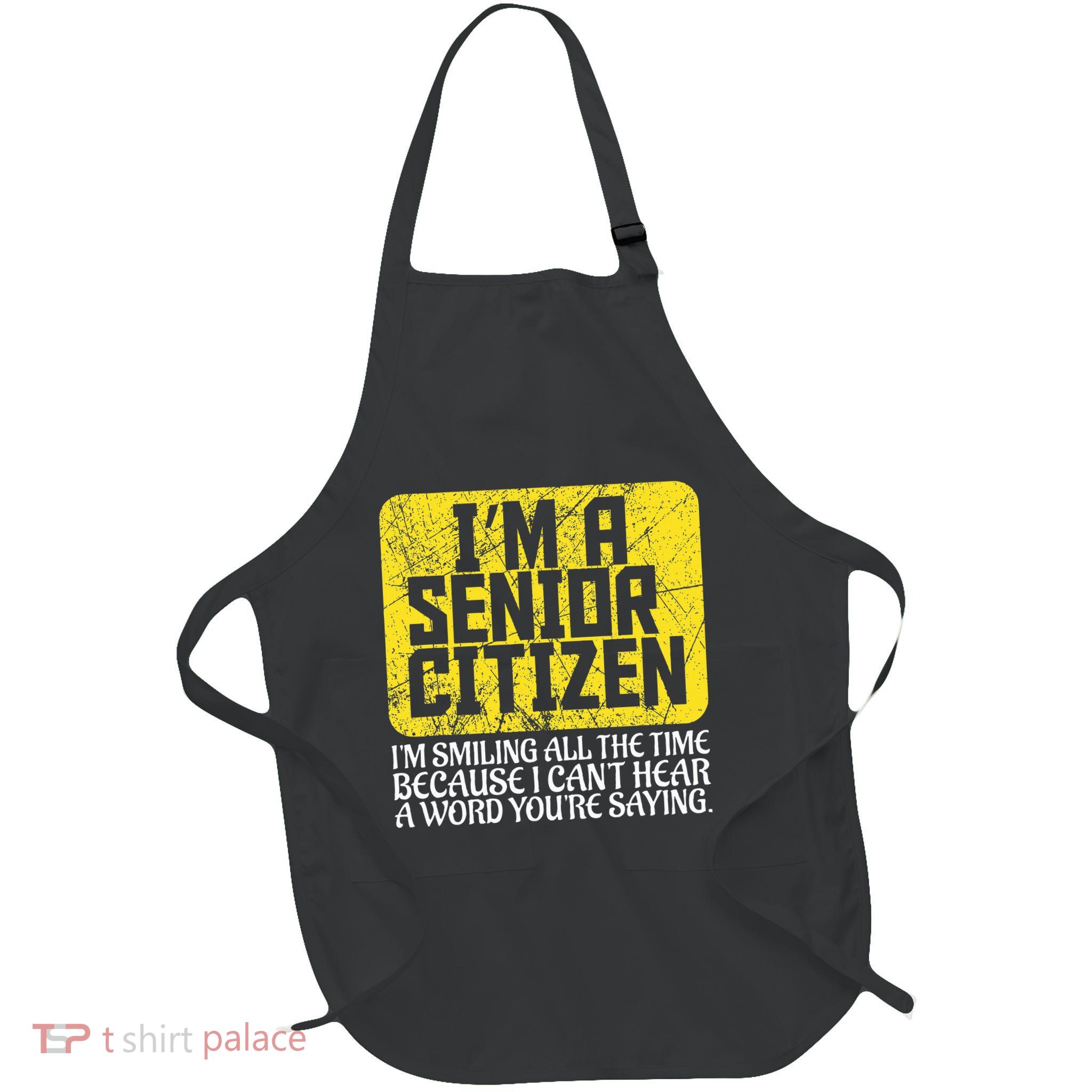 Senior Citizen Old People Hard Of Hearing Elderly Gift Full-Length Apron With Pockets