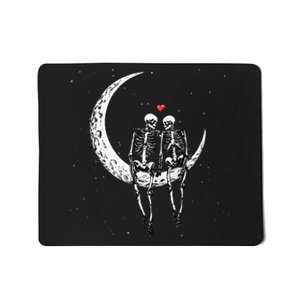 Skeleton Couple On Moon Funny Halloween Costume Mousepad