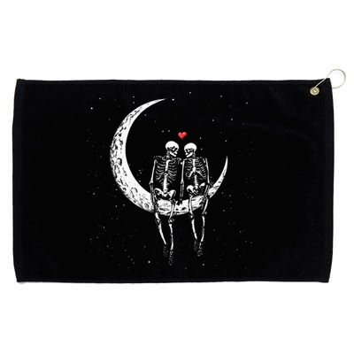 Skeleton Couple On Moon Funny Halloween Costume Grommeted Golf Towel