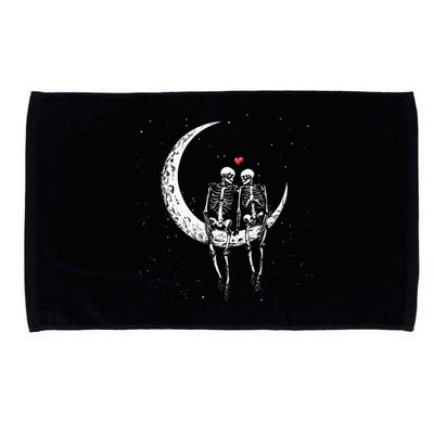 Skeleton Couple On Moon Funny Halloween Costume Microfiber Hand Towel