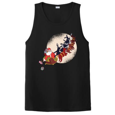 Santa Claus On Christmas Sleigh Pulled By Reindeer Gift PosiCharge Competitor Tank