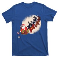 Santa Claus On Christmas Sleigh Pulled By Reindeer Gift T-Shirt