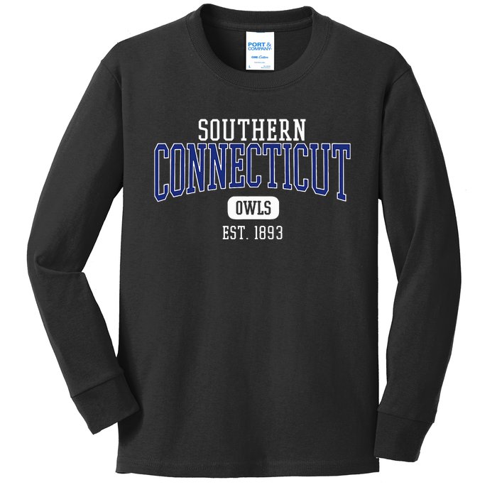 Southern Connecticut Owl Est. Date Kids Long Sleeve Shirt