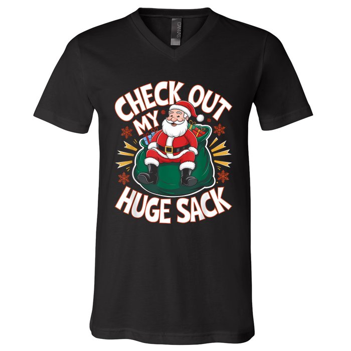 Santa Check Out My Huge Sack Christmas V-Neck T-Shirt