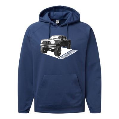 Squarebody Cute Old School Body Car Truck Lover Gift Performance Fleece Hoodie