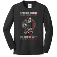 Santa Claus On The Rooftop Funny Tactical Safety Christmas Kids Long Sleeve Shirt